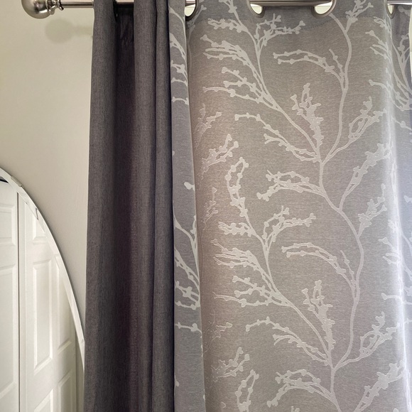 Grommet Curtain Panels (Qty.2) (Light gray/White Tree Branches) - Picture 9 of 9